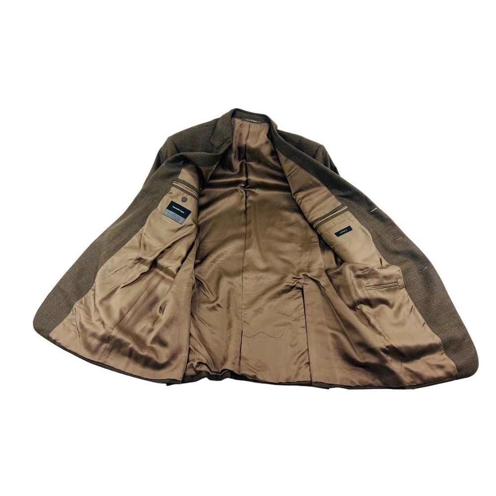 Ermenegildo Zegna Brown & Blue Glen Plaid 3 Button 2 Vent Blazer Mens Size‎ 44L - Picture 4 of 7
